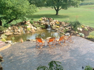 Patio and Waterfall